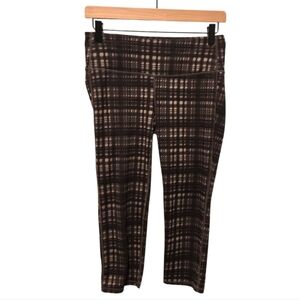 Athleta Plaidness Chaturanga Brown Capri Yoga Leggings Size Small